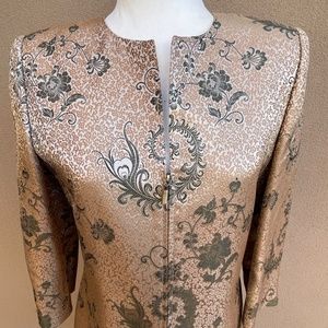 NEW! Dana Buchman Floral Print Silk Blend Long Brocade Jacket Size 4